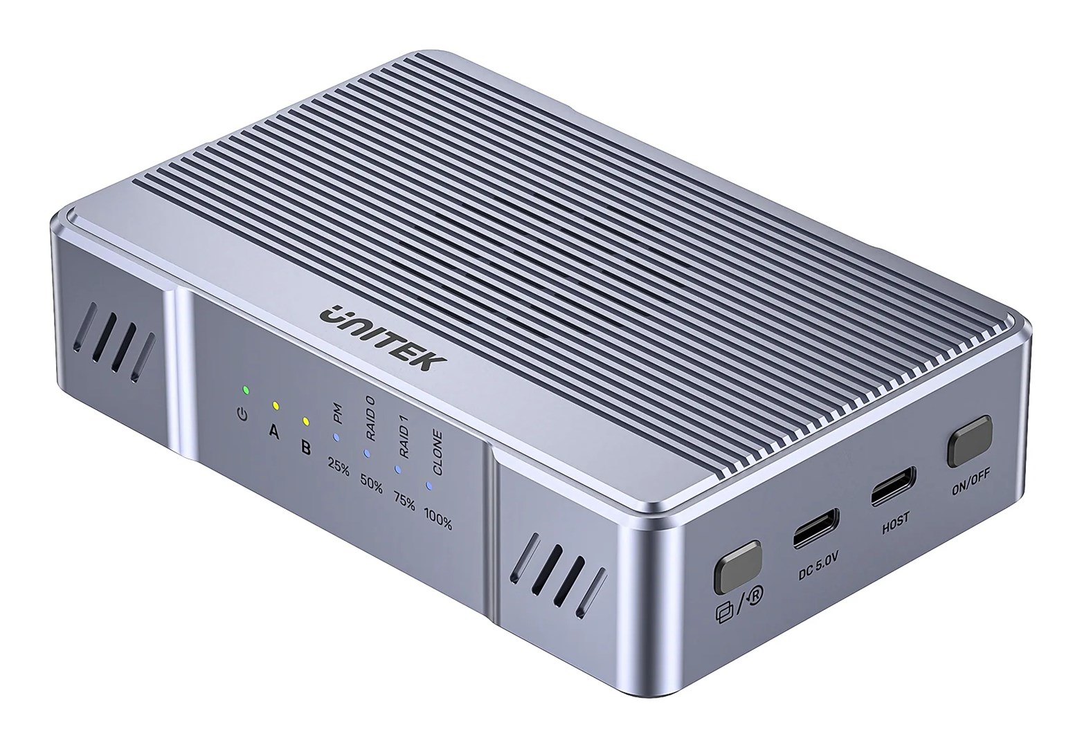 UNITEK RAID 2xM.2 NVMe/SATA SSD ohišje z 20Gbps in kloniranjem, siva