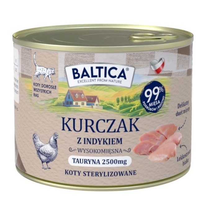 BALTICA Smaki regionów Piščanec s puranom - mokra hrana za mačke - 185g