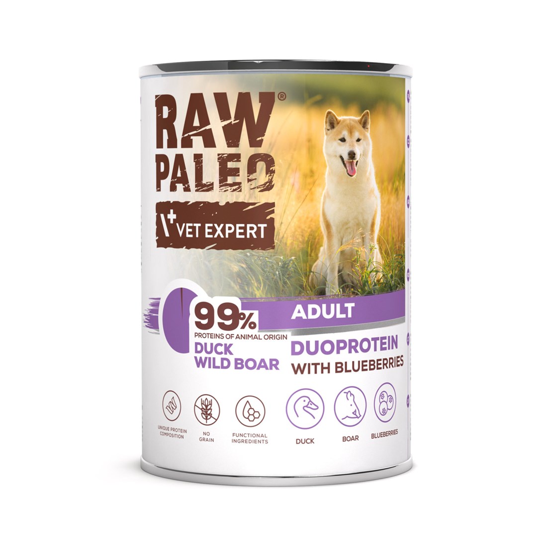 VETEXPERT Raw Paleo Duoprotein Piščanec & Prašič Mokra Hrana za Pse - 400g