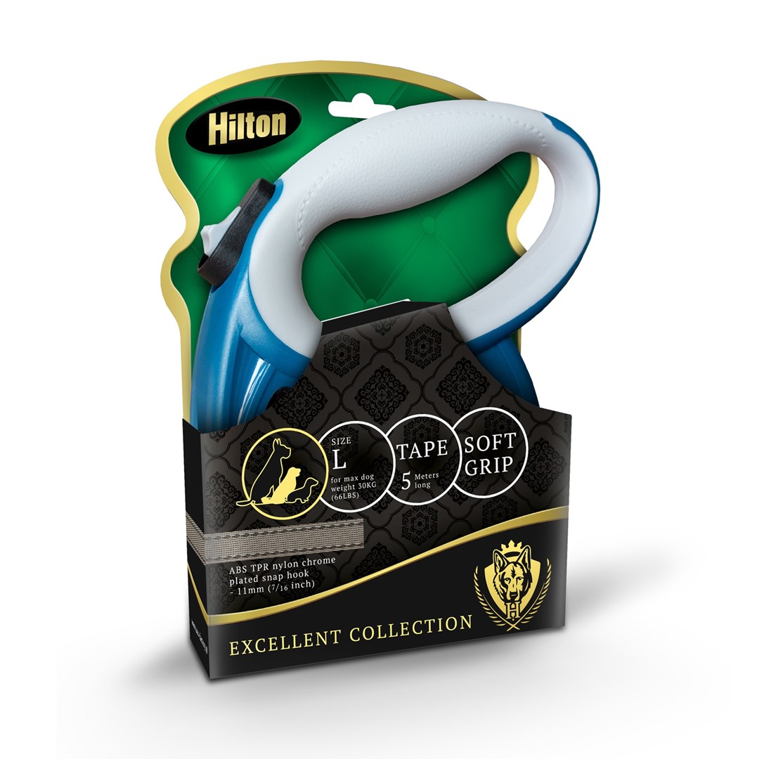 HILTON Smart Pes povodec L (do 30kg), 5m - temno moder/siv