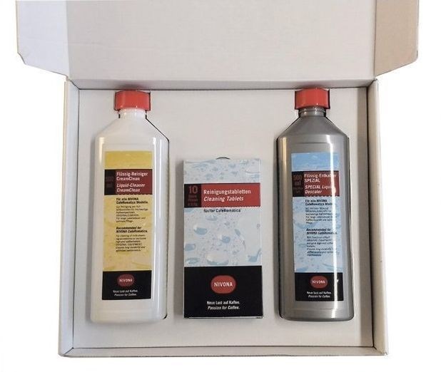Komplet za čiščenje kavnih aparatov NIVONA CLEAN 3 BOX (razsoljevalec, tablete, tekočina)