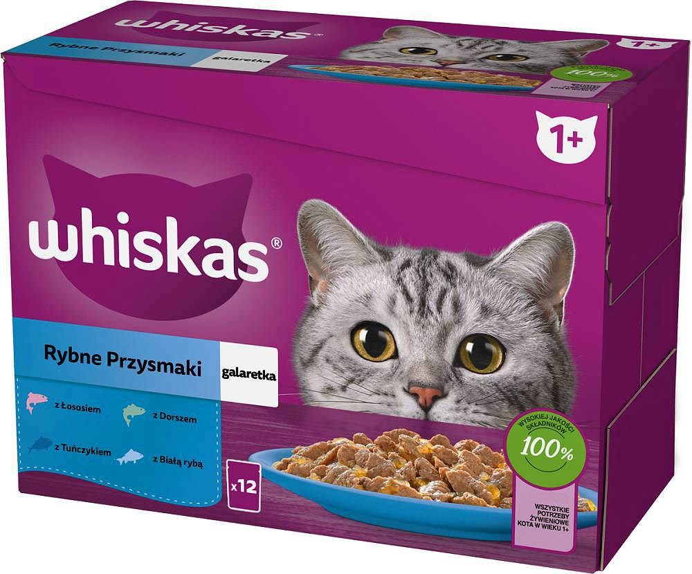 WHISKAS mokra hrana v vrečki, 5 okusov rib, 12x85g