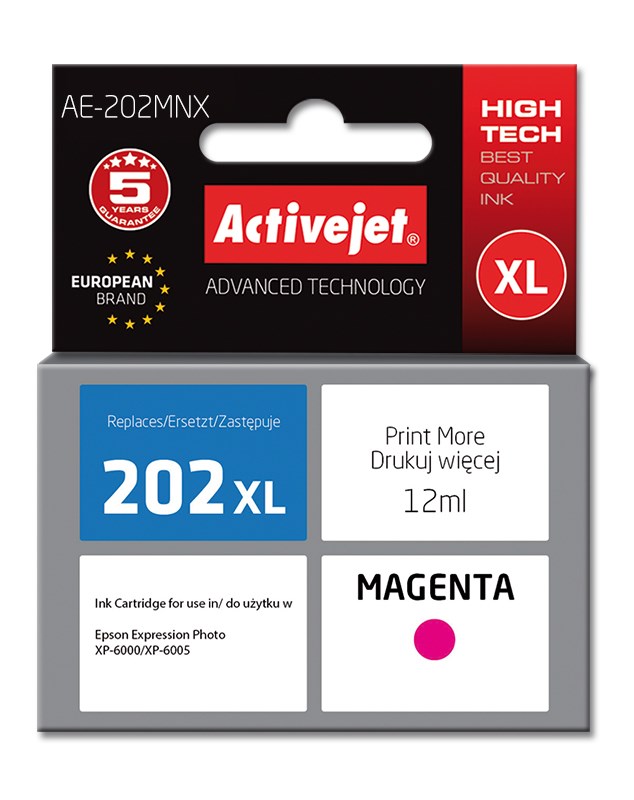 Zamjenska tinta Activejet AE-202MNX za Epson 202XL H34010, 12 ml, magenta