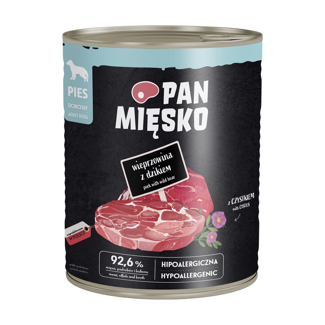 PAN MIĘSKO Svinjetina s veprom - mokra hrana za pse - 800g