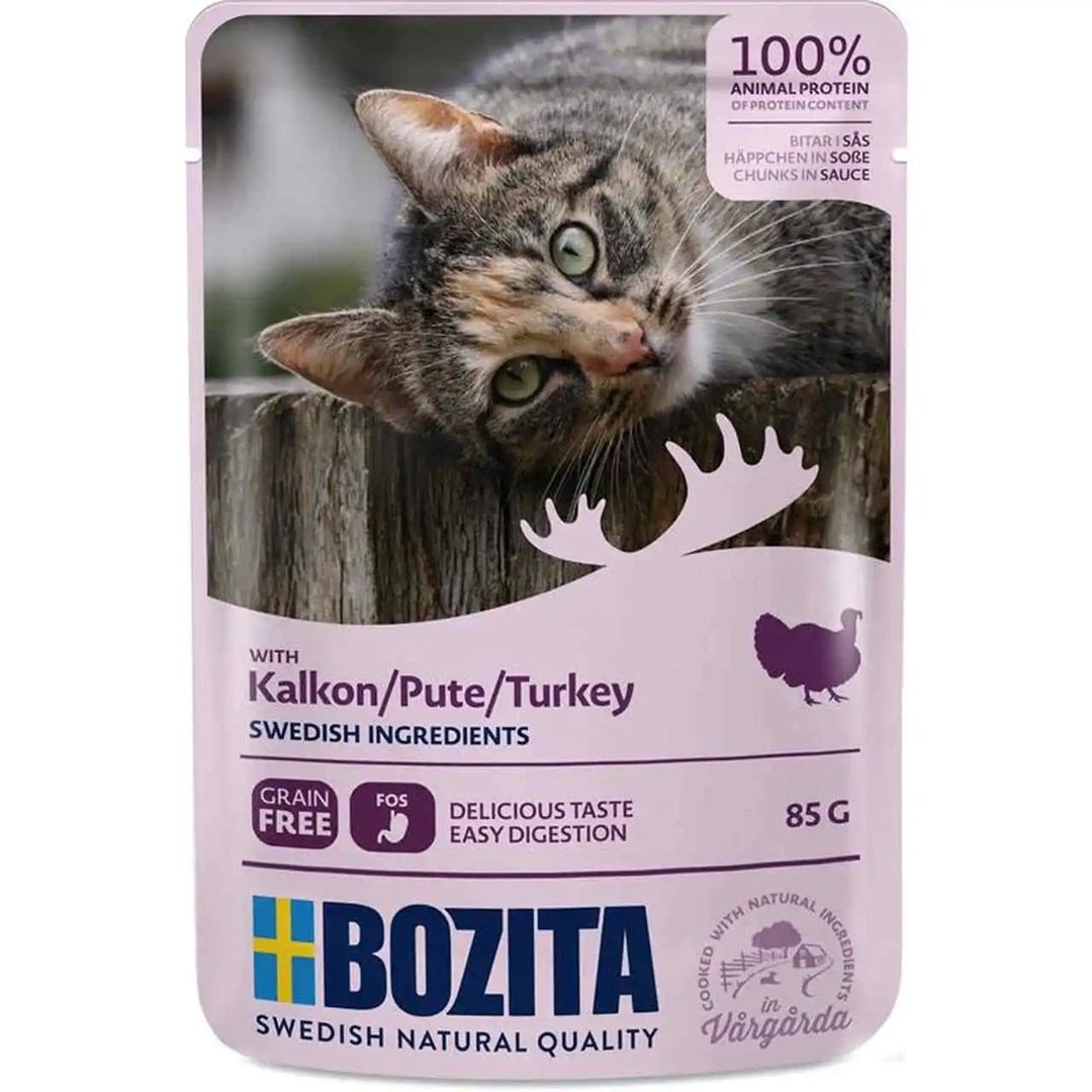 BZT Mokra hrana za mačke s puranom v omaki - 85 g