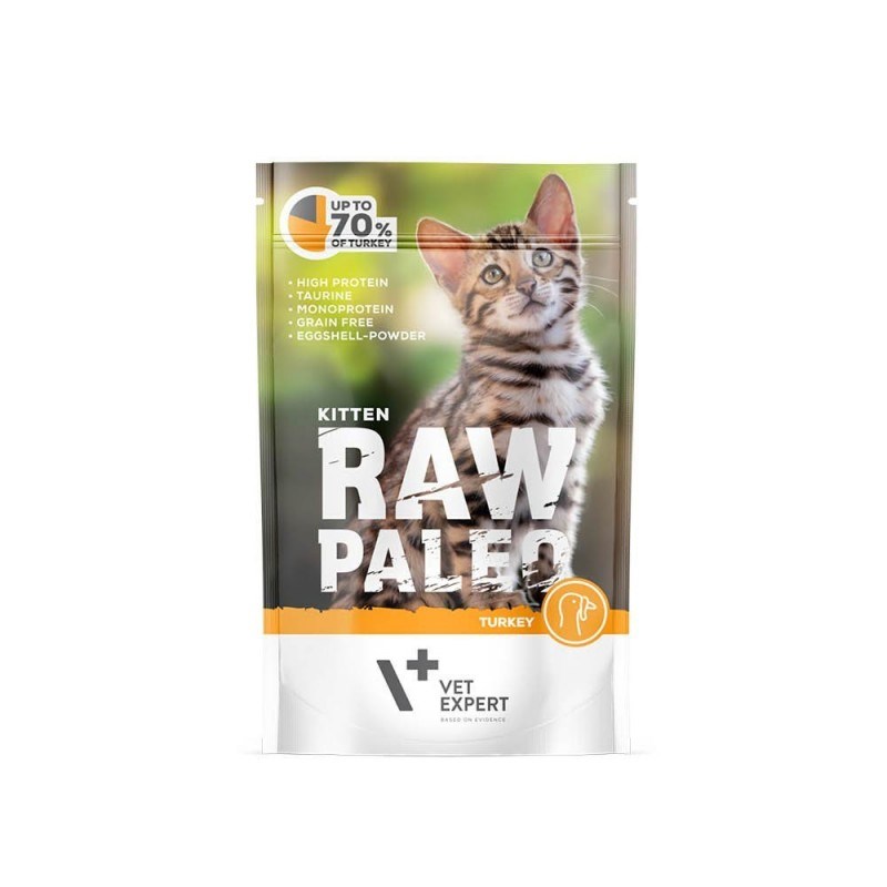 VETEXPERT Raw Paleo Kitten - puran - mokra hrana za mačke, 100 g