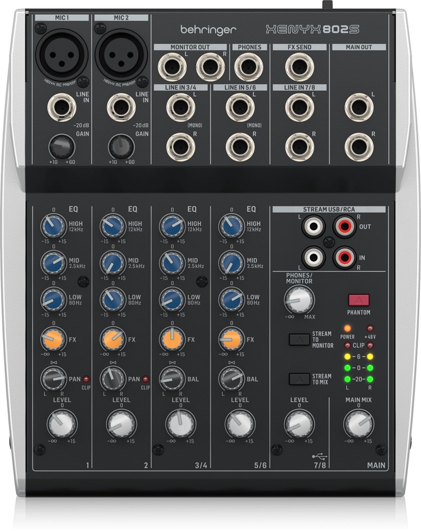 Behringer Xenyx 802S - 2-kanalna mešalna konzola, srebrna/črna
