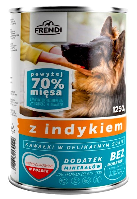 FRENDI mokra pasja hrana s koščki purana v omaki, 1250g