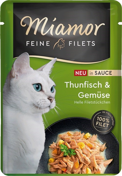 MIAMOR Fine Filets Tuna z zelenjavo v omaki - mokra hrana za mačke - 100g