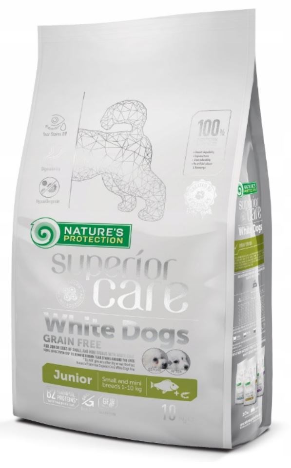 NATURE'S PROTECTION Superior Care White Dogs Grain Free Junior Small - suha hrana za mladiče - 10 kg