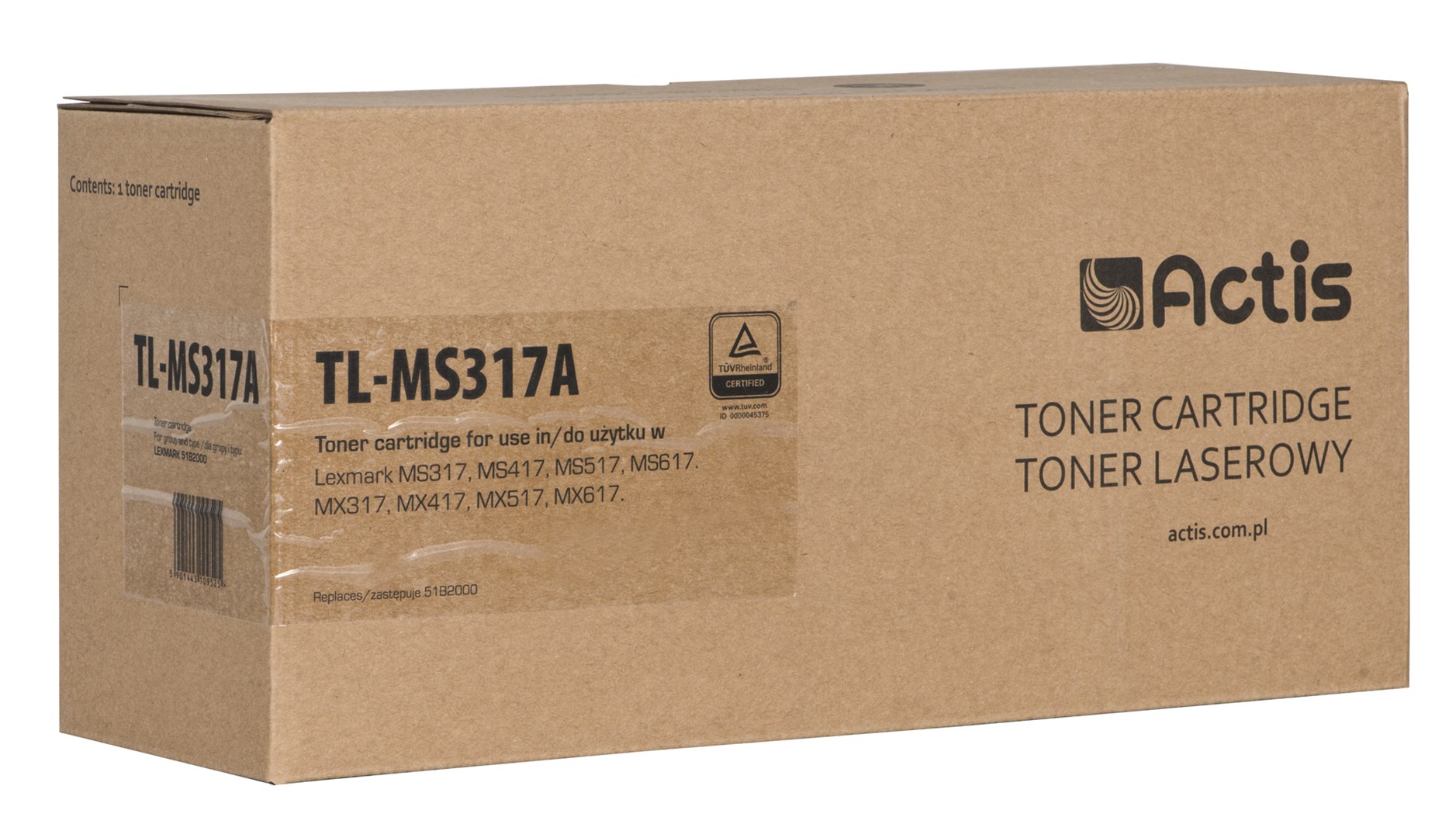 Actis TL-MS317A toner (nadomestni za Lexmark 51B2000), črn, Standard, 2500 strani
