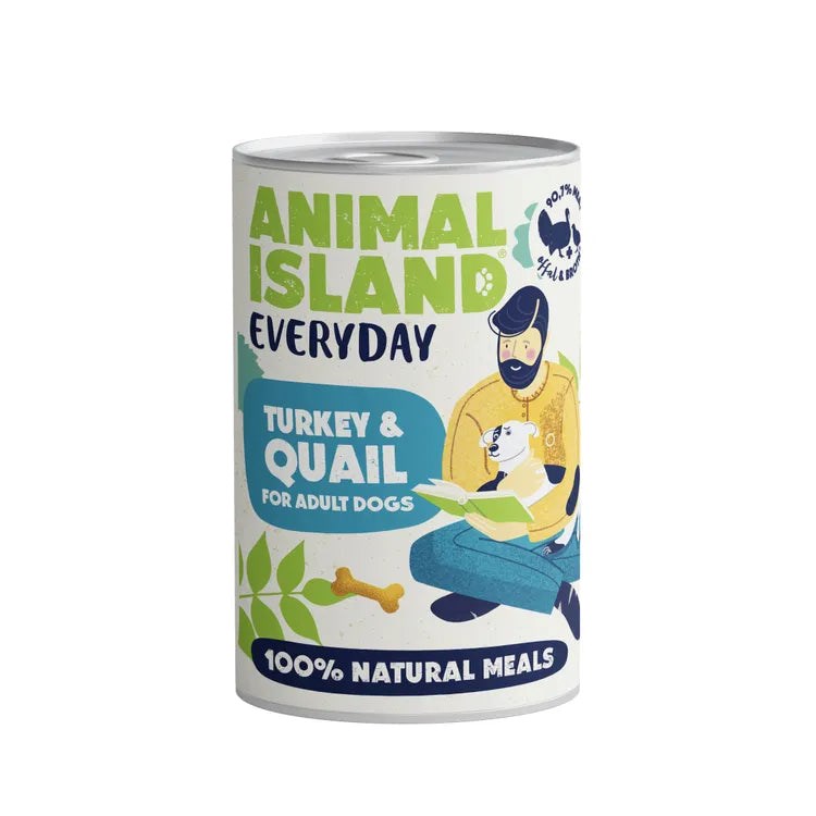 ANIMAL ISLAND Mokra hrana za pse s puranom in prepelico - 400g