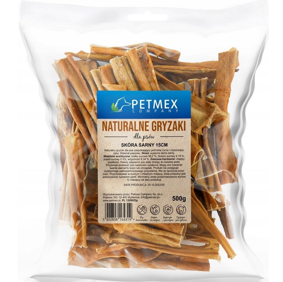 PTX Prigrizek iz jelenove kože, 15 cm - pasja poslastica, 500 g