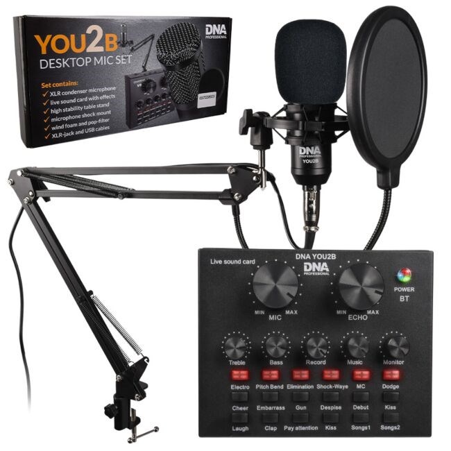 DNR YOU2B Podcast komplet (mikrofon, avdio vmesnik, stativ)