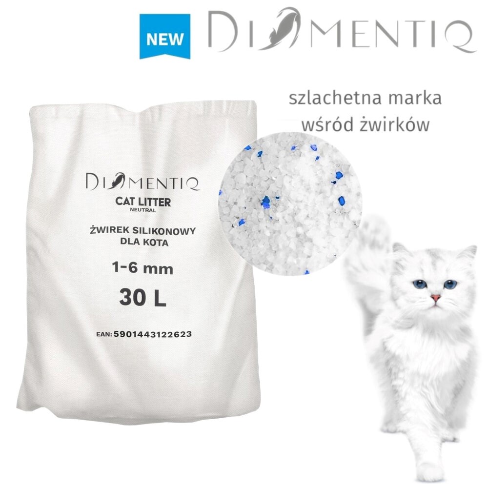 DIAMENTIQ Neutral - Silikonski posip za mačke, 30 L