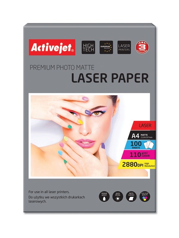 Acutjet AP4-110M100L, mat foto papir za laserski tisk, A4, 100 listov