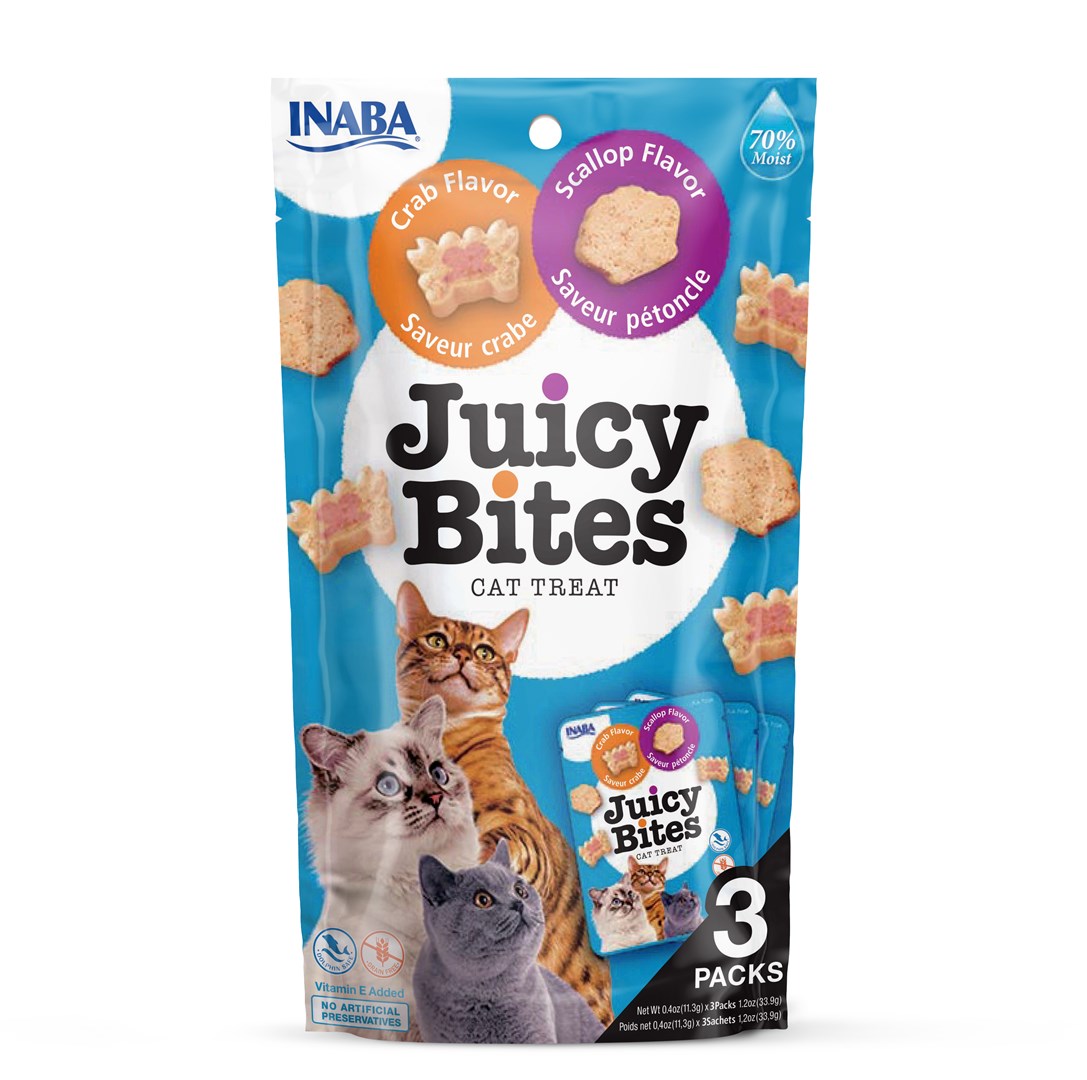 INABA Juicy Bites poslastica za mačke, rak in Jakobove školjke, 3x11,3 g