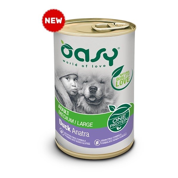 Hrana za pse OASY One Protein Adult Medium/Large Račje - mokra hrana - 400g