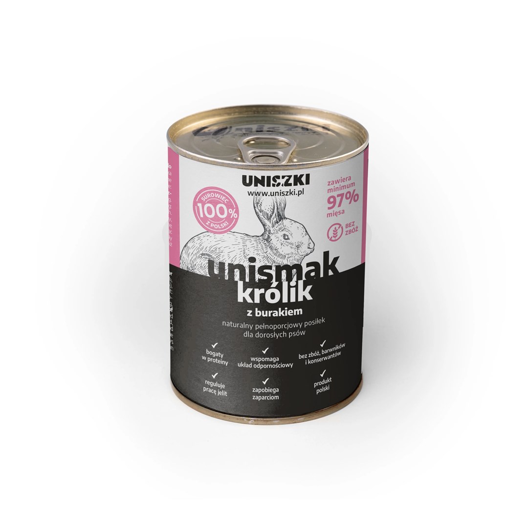 UNISZKI UNIsmak mokra pasja hrana s kunčjem in peso - 400g