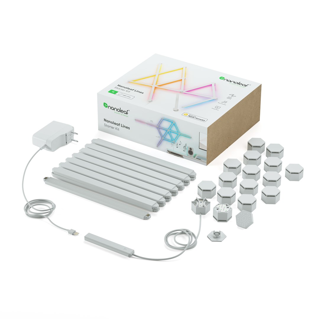 Pametna LED svetila Nanoleaf Lines Starter Kit, 15 kosov, RGB, bela