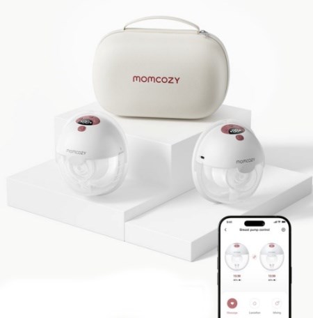 MOMCOZY M5 Prsna črpalka z nadzorom preko aplikacije, rdeč dvojni komplet