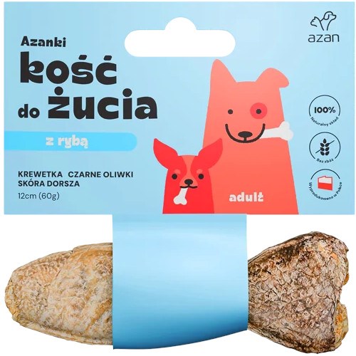 AZANKI kost za pse – ribica z rakci in črnimi olivami, 12 cm