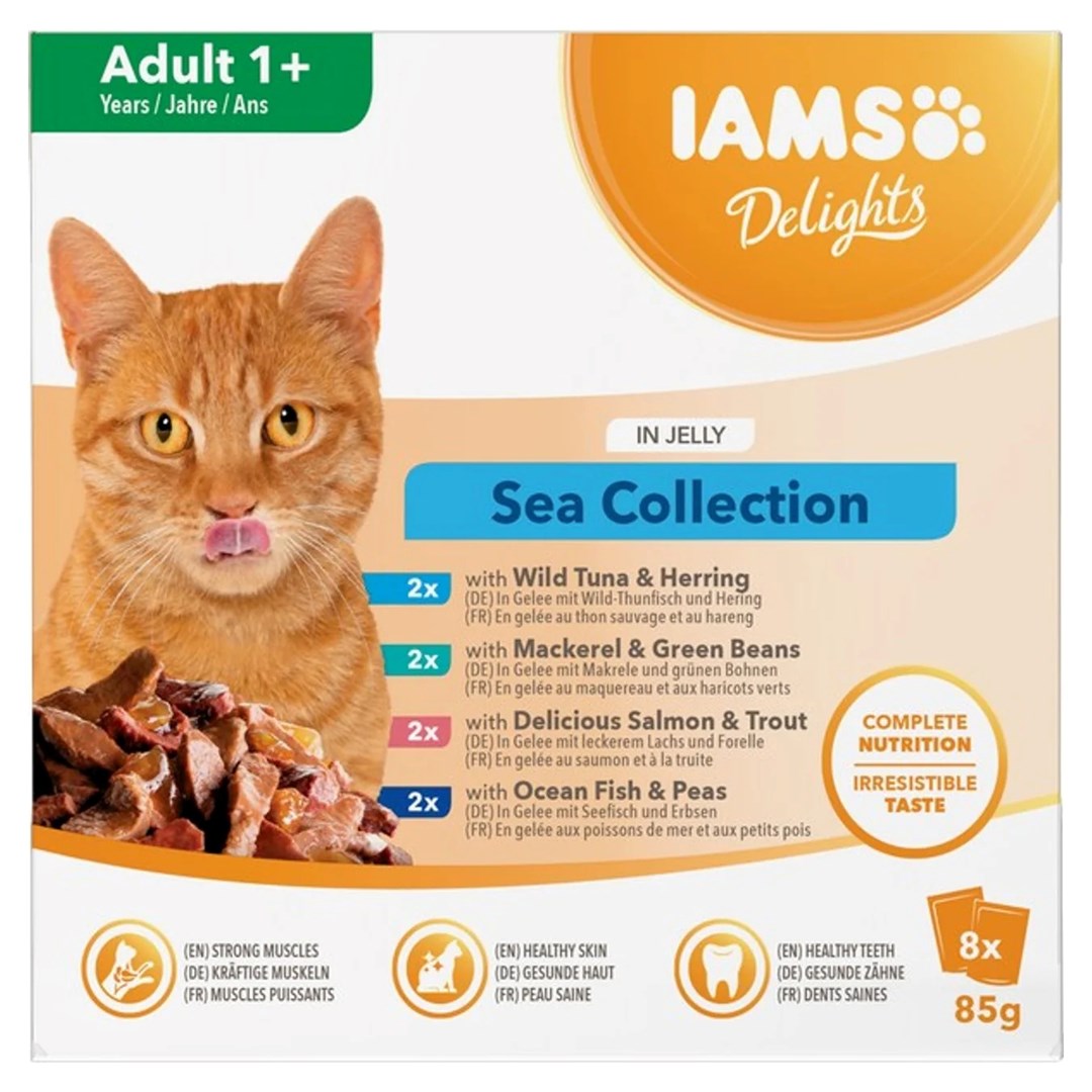 IAMS Delights Odrasle - Ribe v želeju - 8 x 85 g