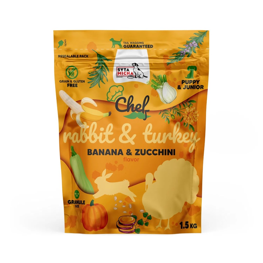 SYTA MICHA Chef rabbit with turkey junior - suha pasja hrana 1.5kg