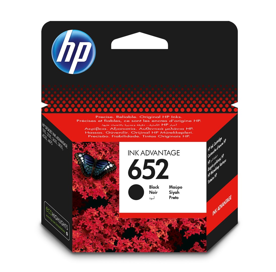 HP 652 original črn kartušni