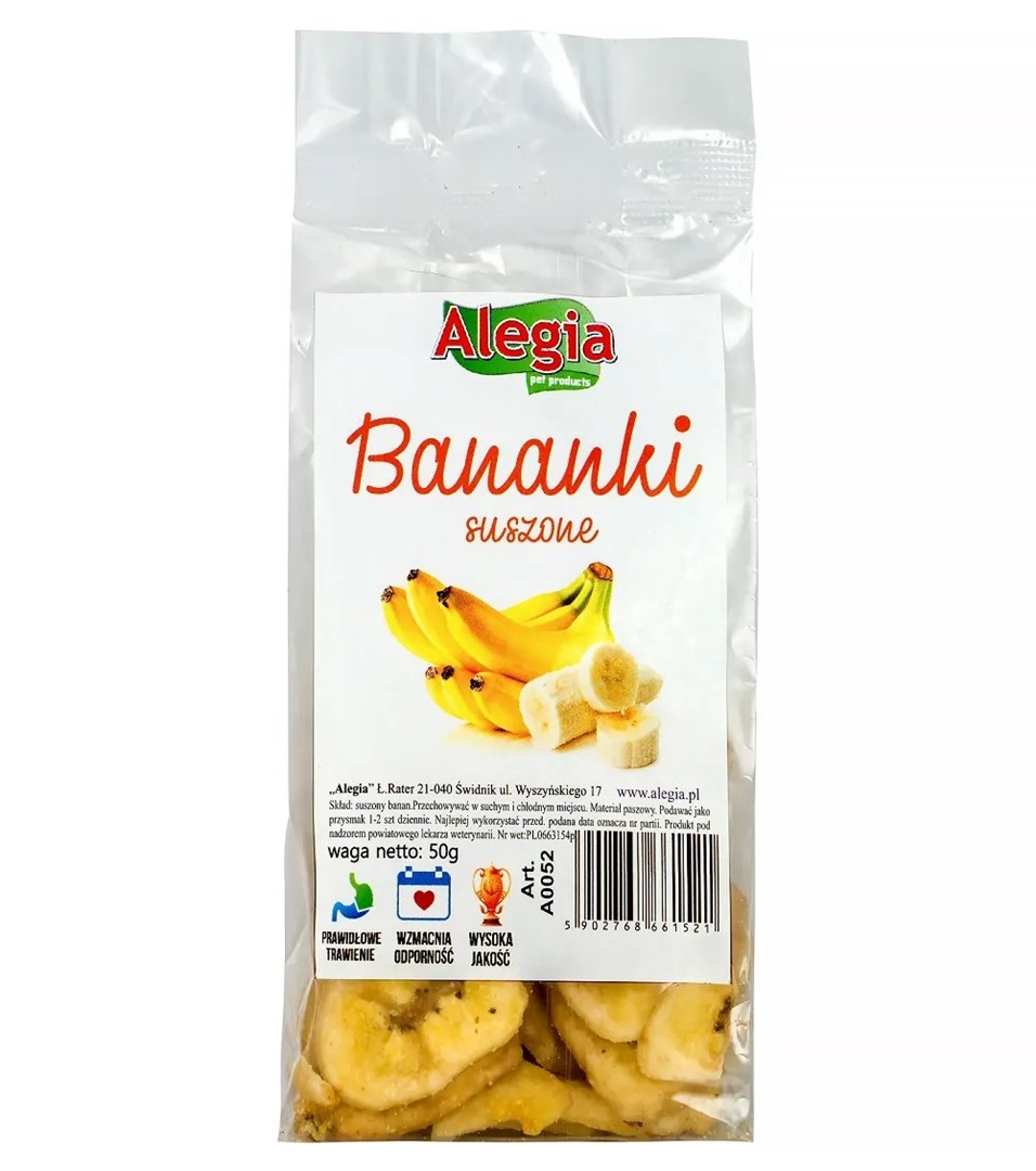 ALEGIA Suhe banane - priboljšek za glodavce in kunce, 60g