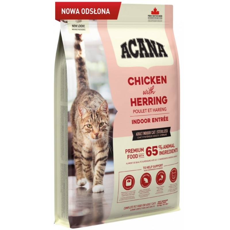 Suha hrana za mačke ANA ACANA Indoor Entrée, piščanec, 4,5 kg