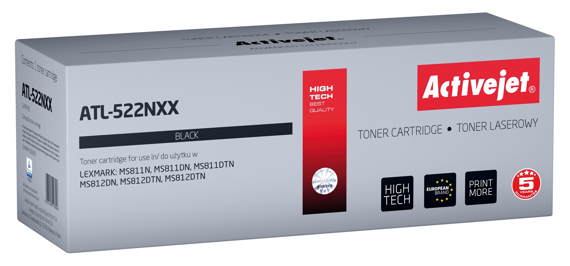Združljiv toner Activejet ATL-522NXX za Lexmark 52D2X00, črn, 45000 strani