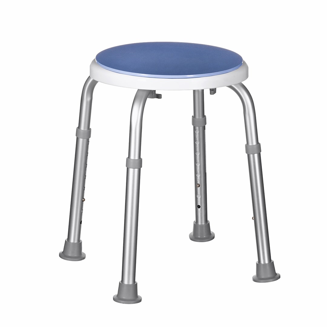 Okroglo aluminijasto tuš sedalo AIV, belo/modro/sivo