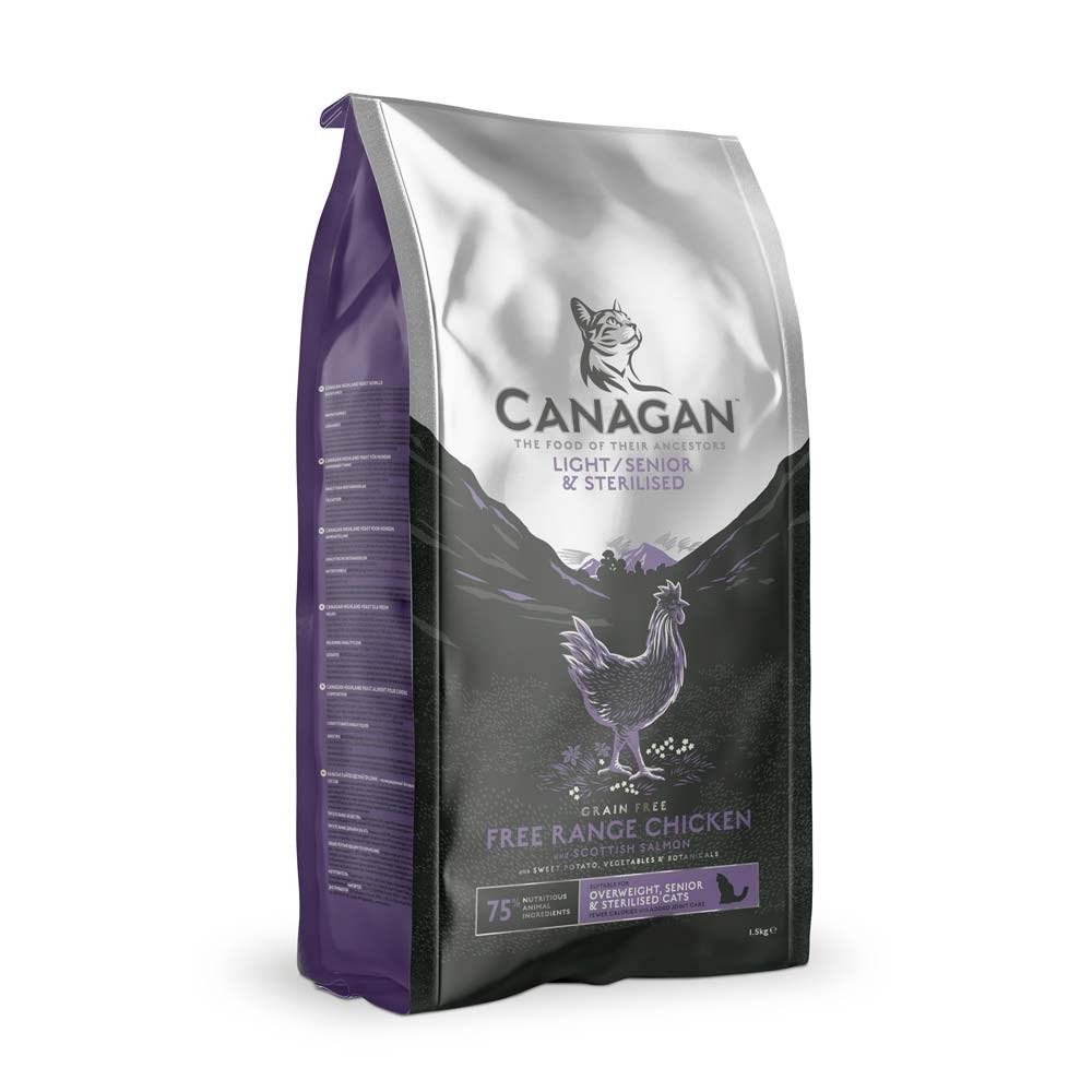 Canagan Light & Senior & Sterilised chicken - suha hrana za mačke, 1.5kg
