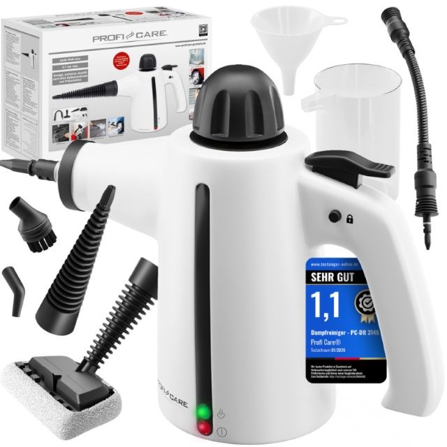 PFC PARNI ČISTILNIK PC-DR 3145 / Prenosni 1050W, 0.35L, Črna/Bela