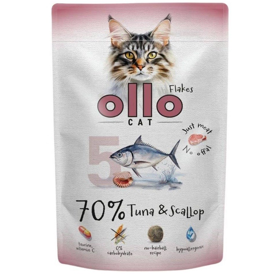 OLLO Cat mokra hrana - tuna i kapica od škampa, 85g