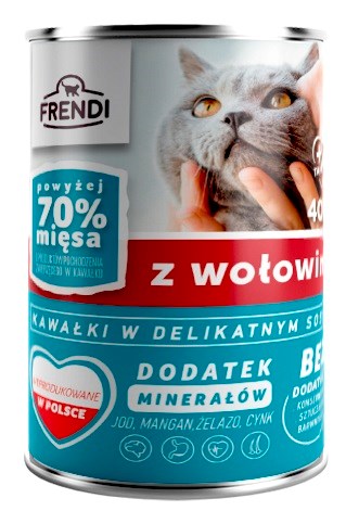 FRENDI Mokra hrana za mačke, goveji koščki v omaki, 400g