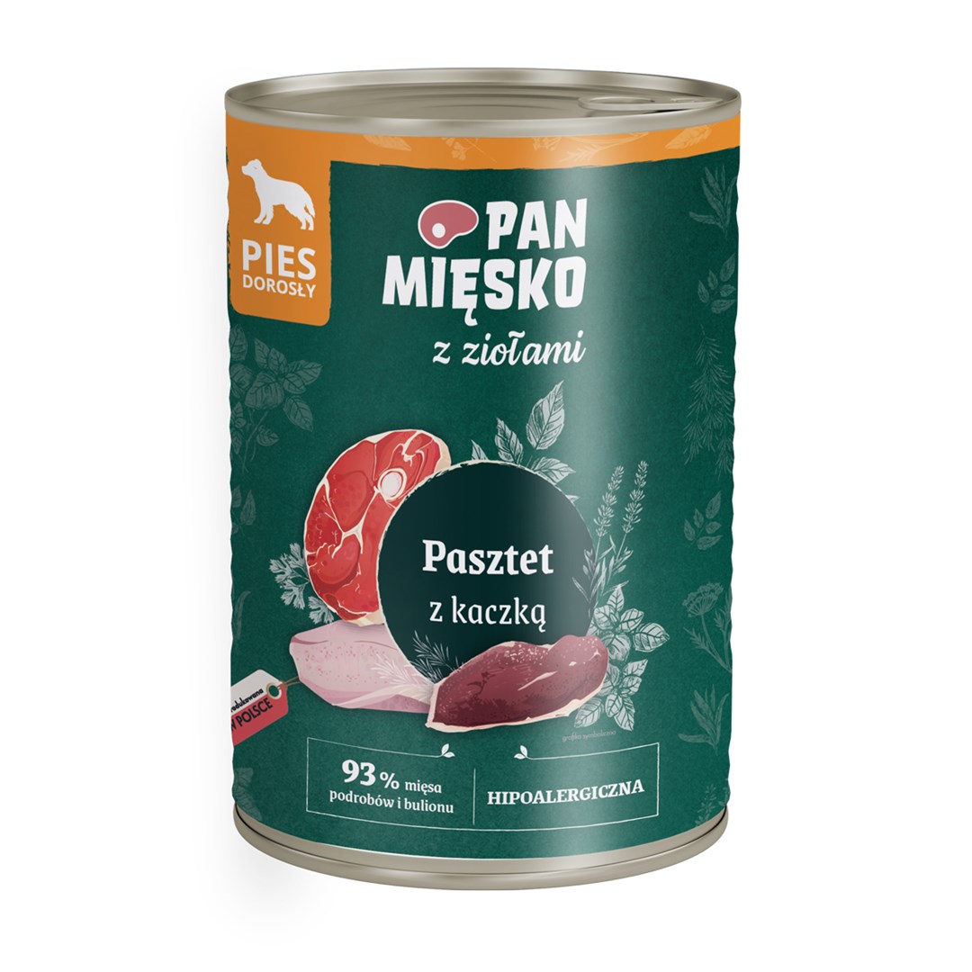PAN MIĘSKO s zelišči Račja pašteta - mokra hrana za pse, 400 g