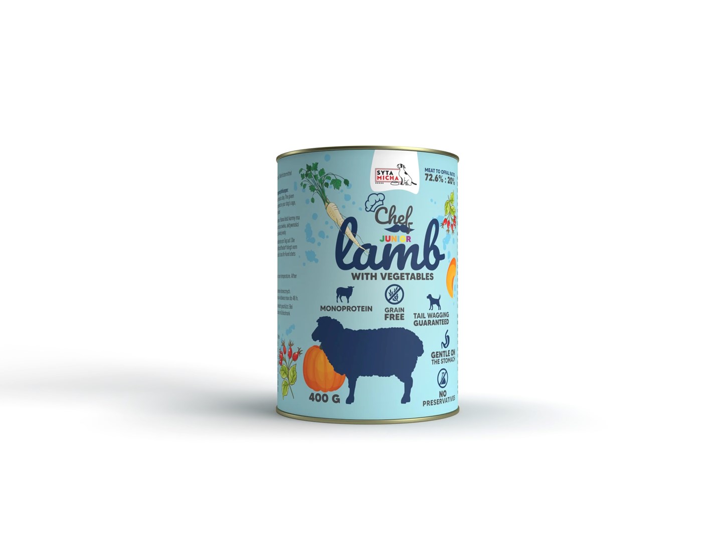 SYTA MICHA Chef Junior Lamb s zelenjavo – mokra hrana za pse – 400 g