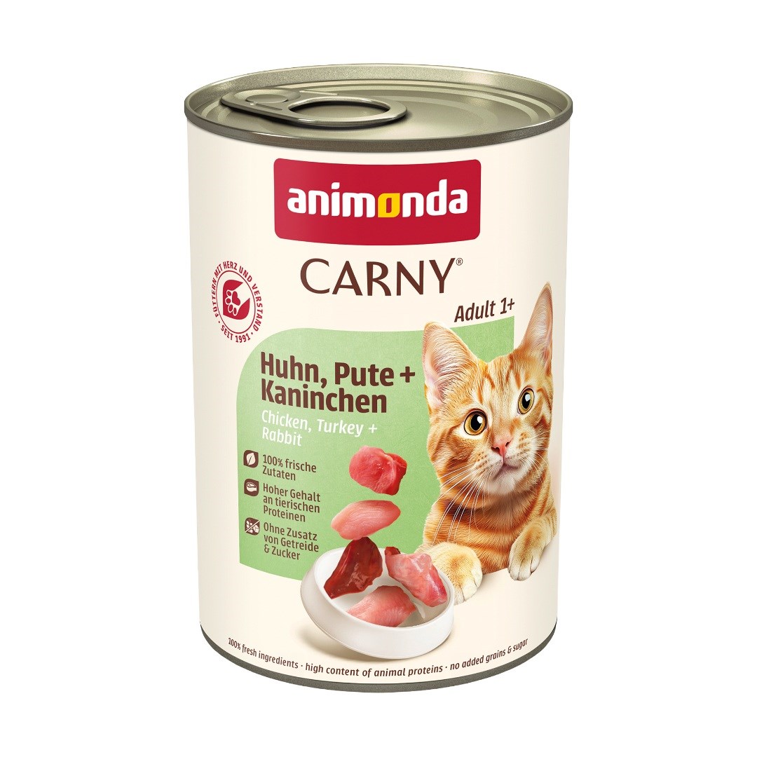 ANIMONDA Carny Adult mokra hrana za mačke, piščanec, puran, zajec - 400g