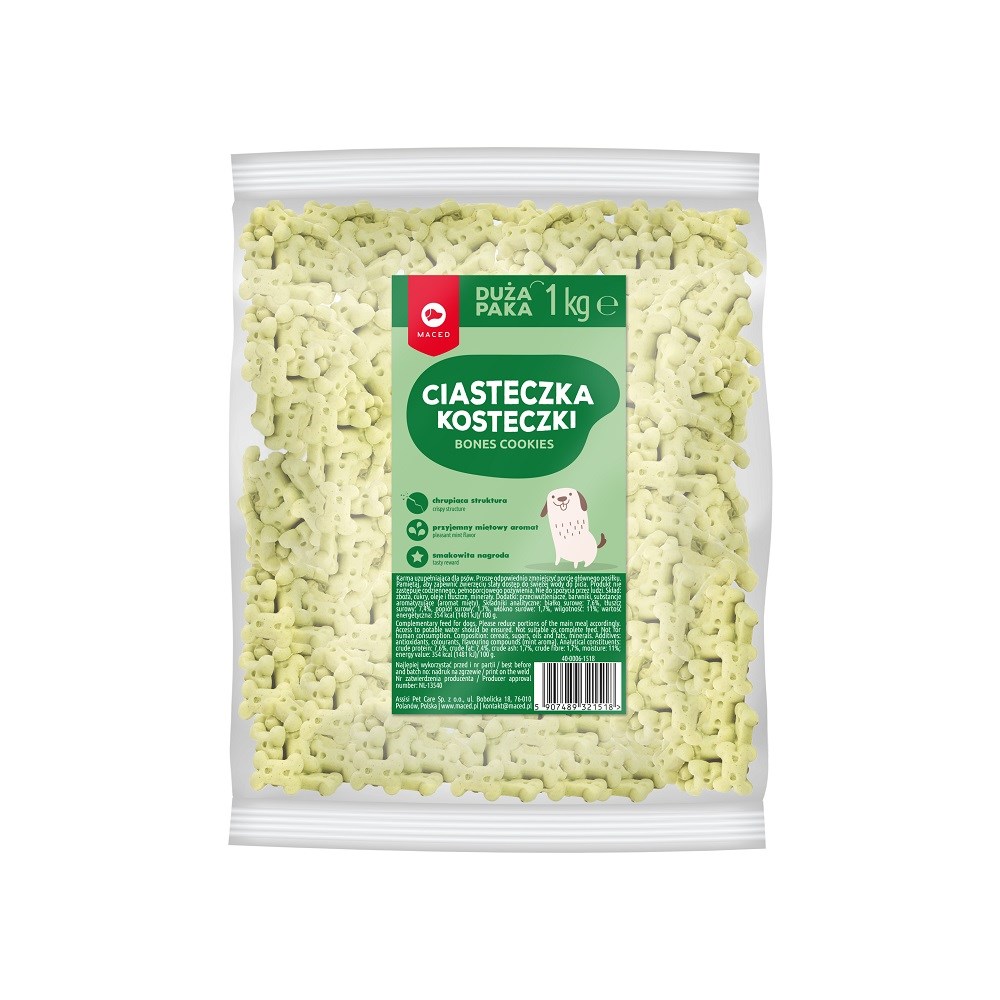 MACED Puppy mint keks kosti - priboljšek za pse, 1 kg