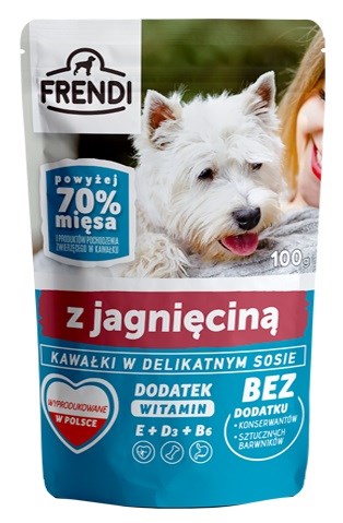 FRENDI Koščki v nežni omaki z jagnjetino - Mokra hrana za pse - 100 g
