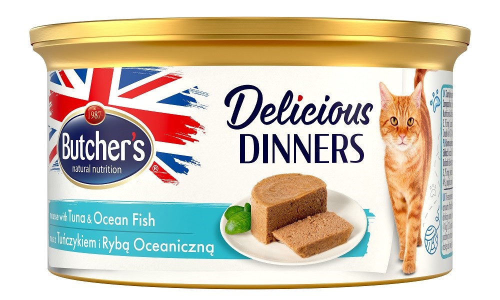 BHR BUTCHER'S CLASSIC mokra hrana za mačke, penina z tuno in morskimi ribami, 85 g