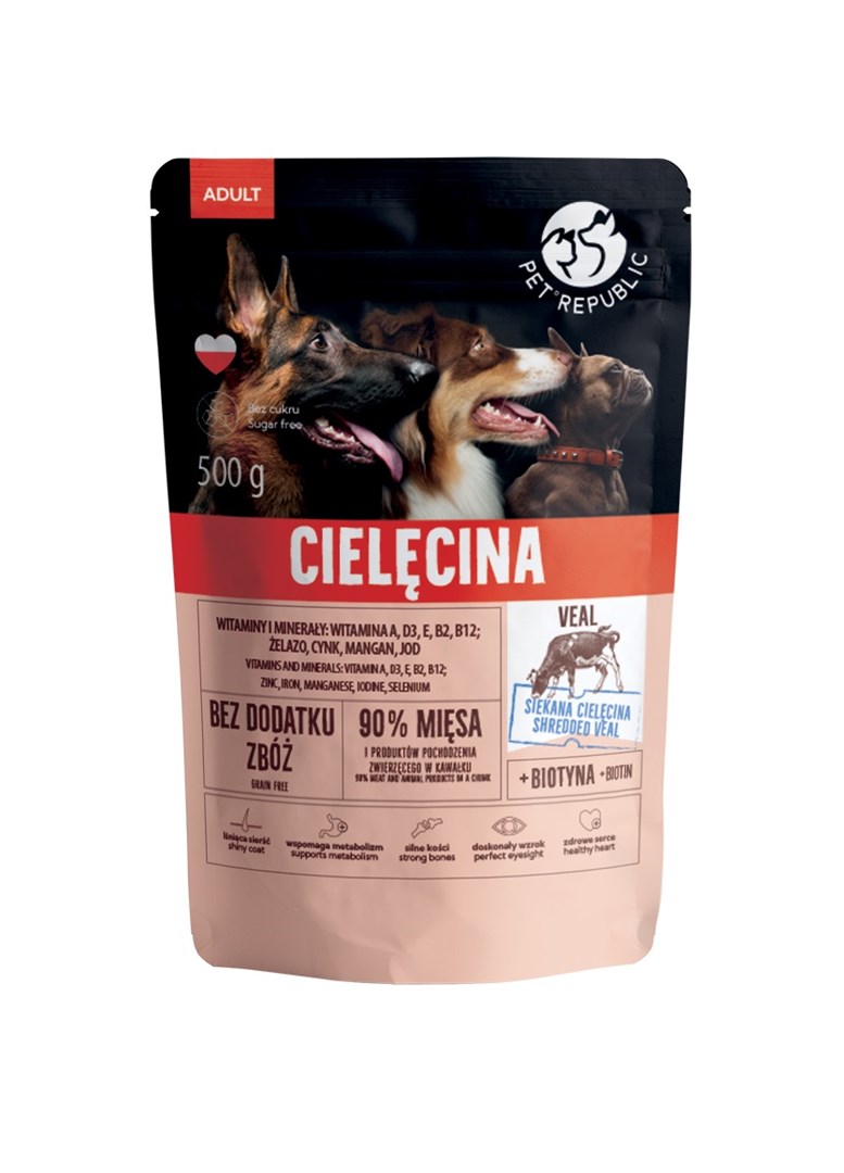 PTR PET REPUBLIC Teletina za odrasle pse - mokra hrana - 500g