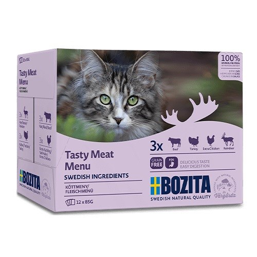 BOZITA Tasty Meat Menu - mokra hrana za mačke, 12 x 85 g