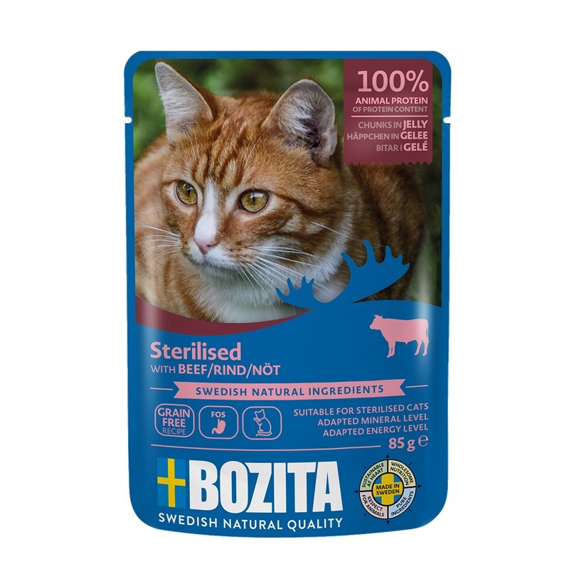 BOZITA govedina v želeju, rezine za sterilizirane mačke, 85g