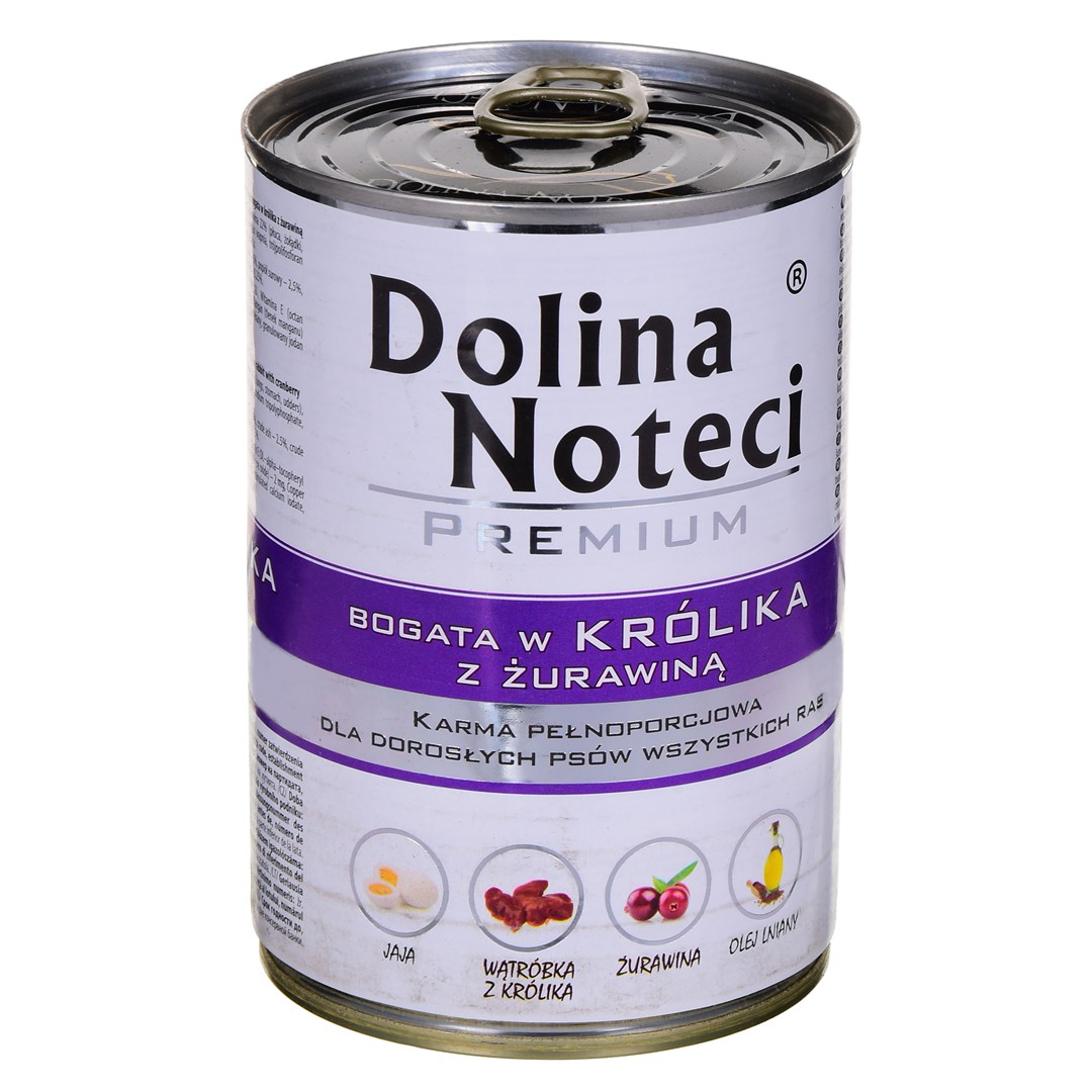 Pasja hrana DOLINA NOTECI Premium z zajcem in brusnicami, mokra hrana, 400 g