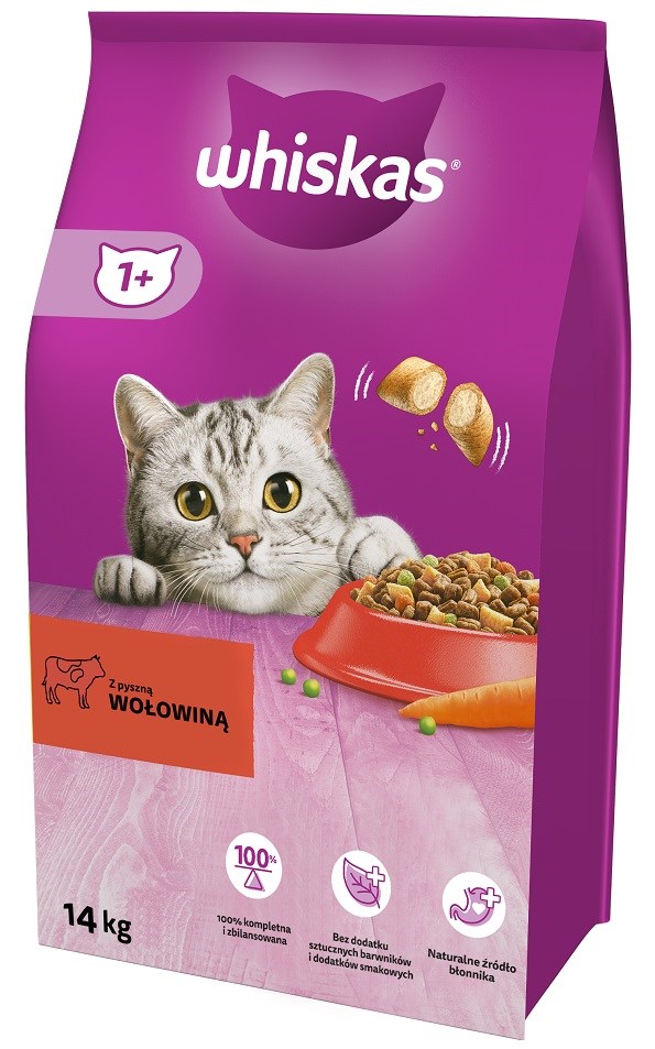Whiskas Adult govedina - suha hrana za odrasle mačke, 14 kg