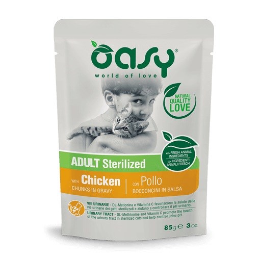 OASY mokra hrana za mačke s piščancem v omaki 85g