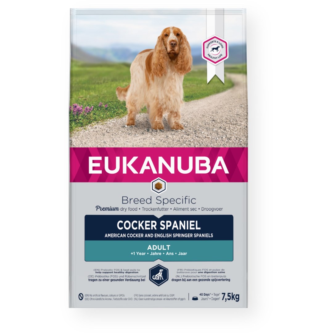 Eukanuba Breed Specific Cocker Spaniel Adult 7,5 kg - suha hrana za pse s piščancem